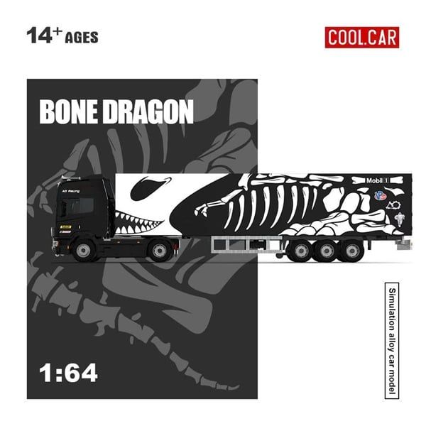  Mô hình xe container Container Truck - Dragon of Bones Livery Skeleton tỉ lệ 1:64 Coolcar CC644031 