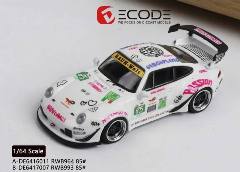  Mô hình xe Porsche RWB964 85# Iron Lady Paint Job tỉ lệ 1:64 Decode DE6416011 