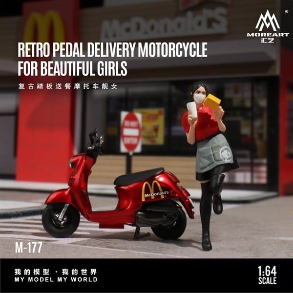  Mô hình nhân vật set xe và figure McDonald's Pretty Girl Motocycle Doll tỉ lệ 1:64 MoreArt MO222177 