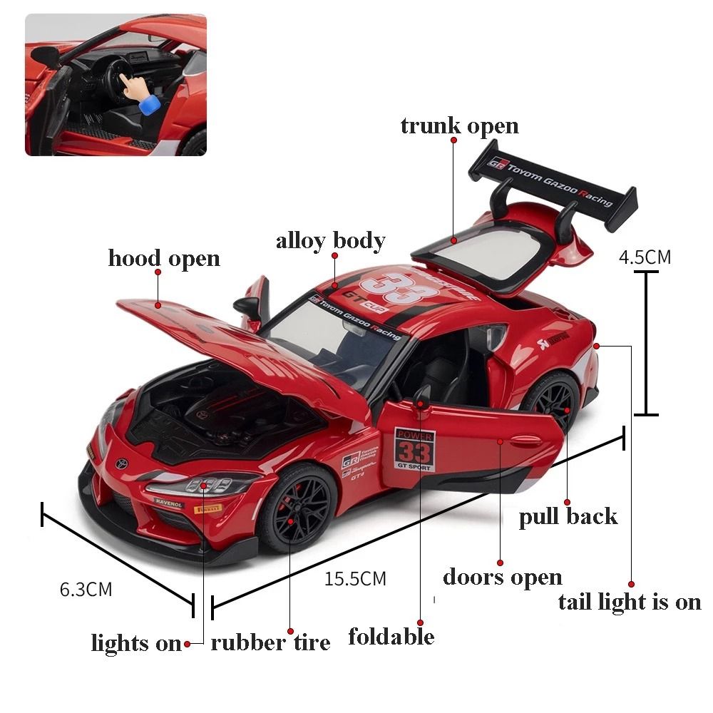  Mô hình xe Toyota Supra GT4 full open tỉ lệ 1:32 Bull Demon King OT32062 