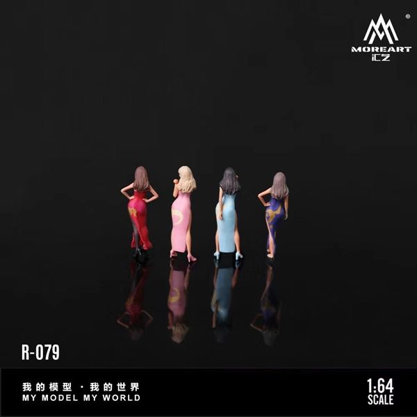  Mô hình figure nhân vật set 4 người nữ mặc áo tết Fire Horse Blessing tỉ lệ 1:64 MoreArt MO223079 