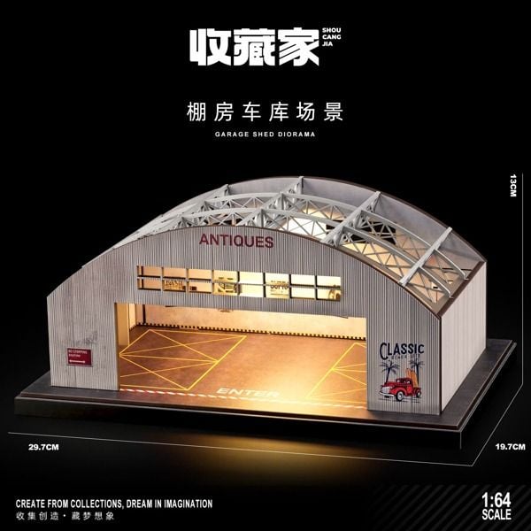  Hộp trưng bày mô phỏng garage nhà kho kích thước tỉ lệ 1:64 Shou Cang Jia SCJ82077 