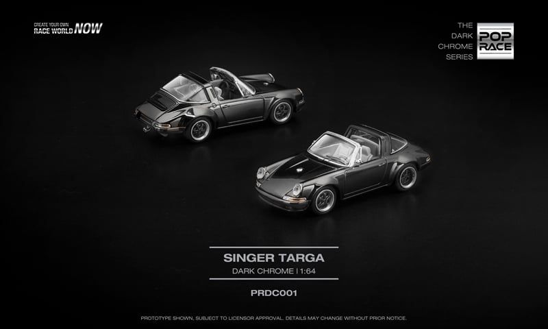  Mô hình xe ô tô Porsche Tagar singer dark chrome series mở được capo tỉ lệ 1:64 Poprace PRDC001 
