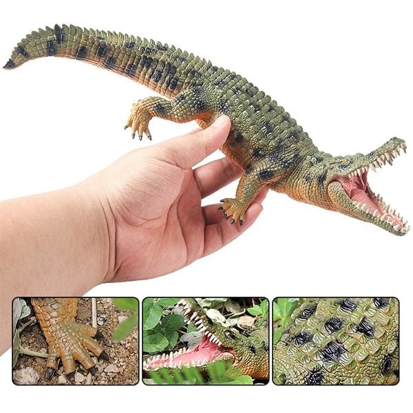  Mô hình động vật cá sấu sông Nile Crocodile green kích thước 12cm bằng nhựa JZD087 