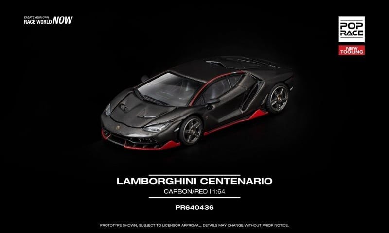  Mô hình xe Lamborghini Centenario Carbon Red tỉ lệ 1:64 Poprace PR640436 