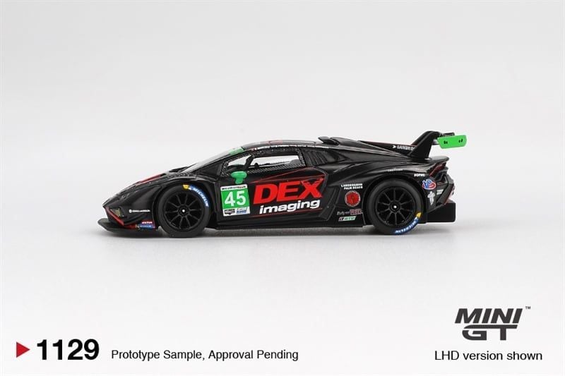  Mô hình xe ô tô Lamborghini Huracán GT3 EVO2 #45 No.45 DEX Imaging 2024 IMSA Daytona 24 Hrs bản card tỉ lệ 1:64 MiniGT MGT01129-BL NO CHASE CAR 