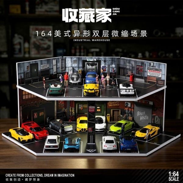 Hộp trưng bày mô phỏng bãi đỗ xe Industrial phong cách Mỹ Shou Cang Jia SCJ82082 