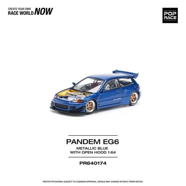  Mô hình xe Pandem EG6 Metallic Blue with Open Hood tỉ lệ 1:64 Poprace PR640174 