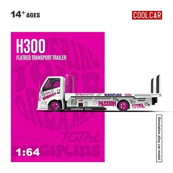  Mô hình xe tải thớt trượtH300 Flatbed Transport Trailer Iron Maiden White & Pink Paint Scheme tỉ lệ 1:64 Coolcar CC647230 