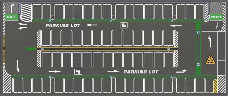  Diorama mô phỏng mặt đường - bãi đỗ xe in PP cán mờ chống nước bụi bẩn kích cỡ 120x50cm tỉ lệ 1:64 Autono1 DR604 