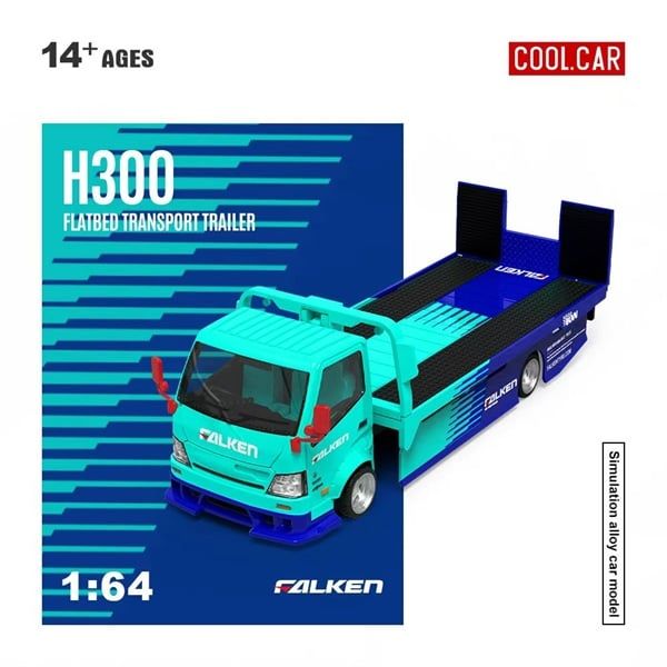  Mô hình H300 Flatbed Transport Trailer Falken Teal Blue Painted tỉ lệ 1:64 Cool Car CC647232 