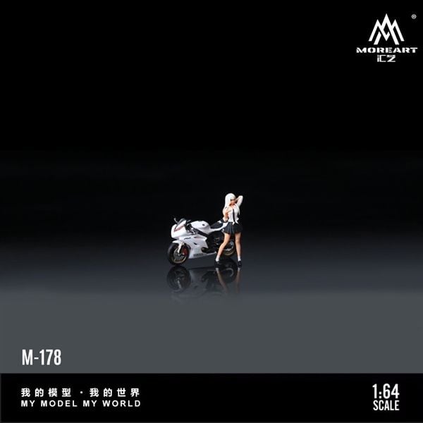  Mô hình nhân vật figure và xe Yamaha YZF R6 White Girl Motorcycle Doll Simulation Resin tỉ lệ 1:64 MoreArt MO222178 