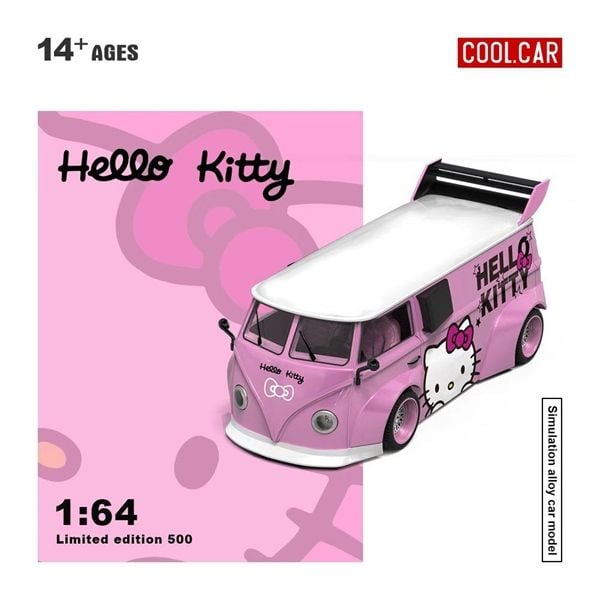  Mô hình xe Volkswagen T1-Light Pink Hello Kitty tỉ lệ 1:64 Cool Car CC642948 