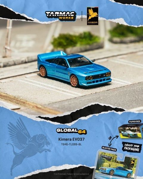  Mô hình xe Kimera EVO37 (Blue) card tỉ lệ 1:64 Tarmac Works T64G-TL089-BL 