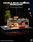  Hộp trưng bày mô phỏng Double-Layer Parking Workshop tỉ lệ 1:64 Shou Cang Jia SCJ-82142 