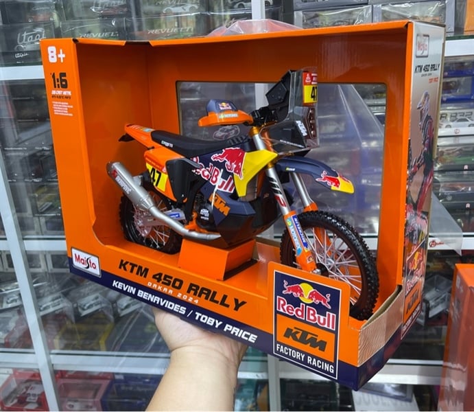  Mô hình xe mô tô cào cào Redbull KTM Racing 45 Rally Dakar 2024 tỉ lệ 1:6 Maisto 32246 