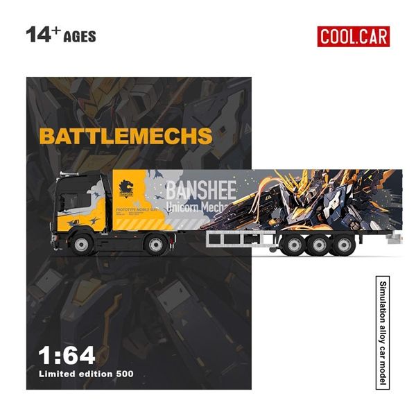  Mô hình xe tải container kéo thùng Scania custom gundam Unicorn Banshee Truck Grey Mech Coating tỉ lệ 1:64 Cool Car CC644022 