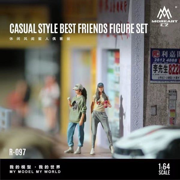  Set mô hình 2 nhân vật nữ Casual Best Friends Doll Set Realistic Resin tỉ lệ 1:64 MoreArt MO223097 