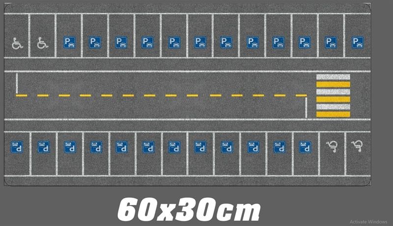  Phụ kiện thảm sa bàn chống trượt mô phỏng diorama bãi đỗ xe/ Parking lot - đường xe chạy 60x30cm tỉ lệ 1:64 Autono1 PT009 