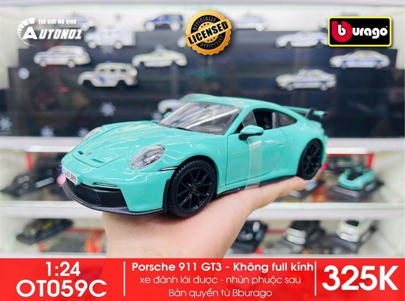  Mô hình xe Porsche 911 GT3 đánh lái được 1:24 Bburago 18-21104 GN OT059 
