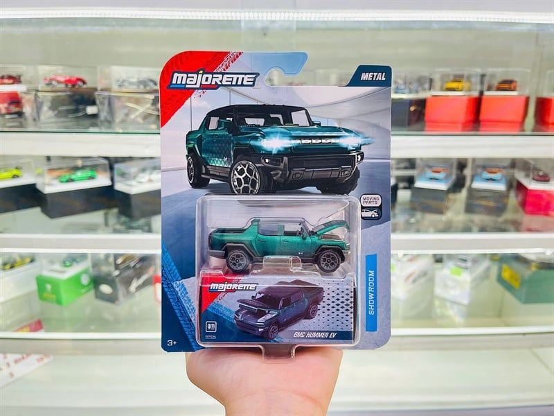  Mô hình xe Showroom deluxe GMC Hummer EV green tỉ lệ 1:64 Majorette 8502001000 