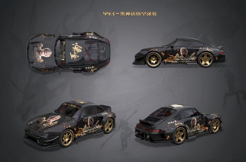  Mô hình xe Porsche 993 RWB Rauh Welt custom Black myth wukong limited 999pcs tỉ lệ 1:64 DCM model OT64545 