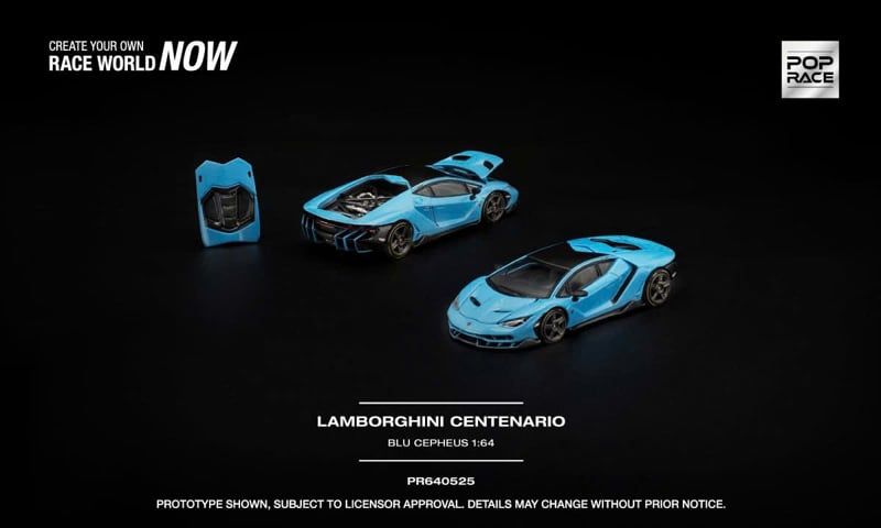  Mô hình xe LAMBORGHINI CENTENARIO - BLU CEPHEUS tỉ lệ 1:64 Poprace 