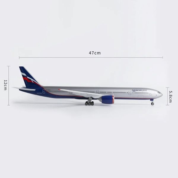  Mô hình máy bay Russia Aeroflot Boeing B777 có bánh xe kích thước 47cm no led MB47110 