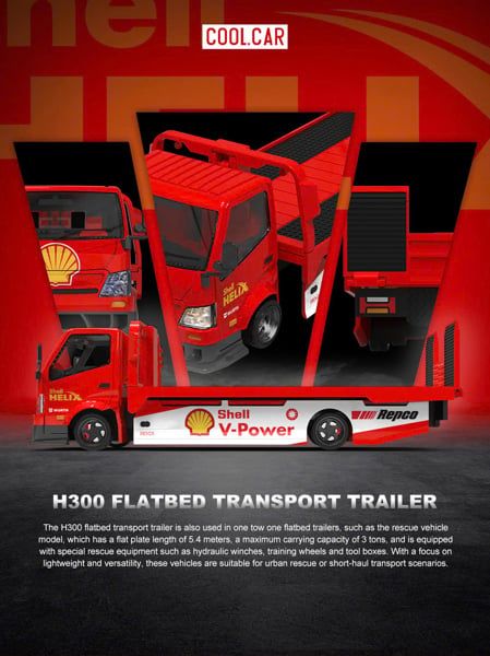  Mô hình xe H300 Flatbed Transport Trailer – Shell-Branded tỉ lệ 1:64 Coolcar 