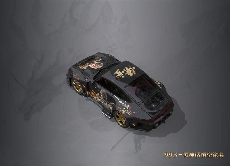  Mô hình xe Porsche 993 RWB Rauh Welt custom Black myth wukong limited 999pcs tỉ lệ 1:64 DCM model OT64545 