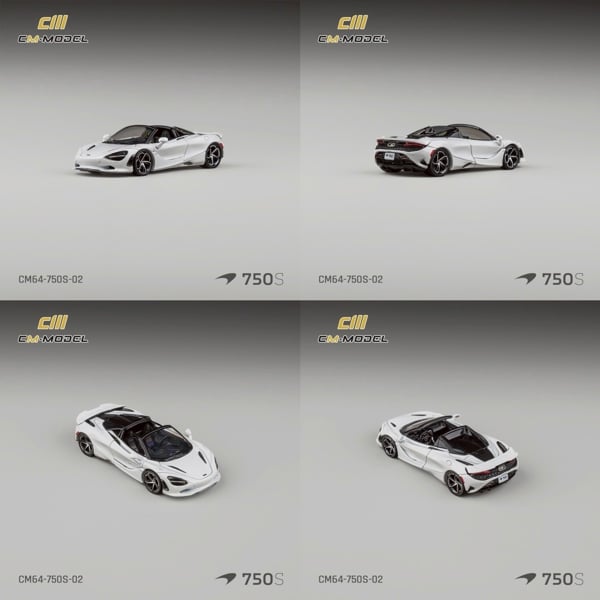  Mô hình xe Mclaren 750S Spider Silica white tỉ lệ 1:64 CM model CM64-750S-02 