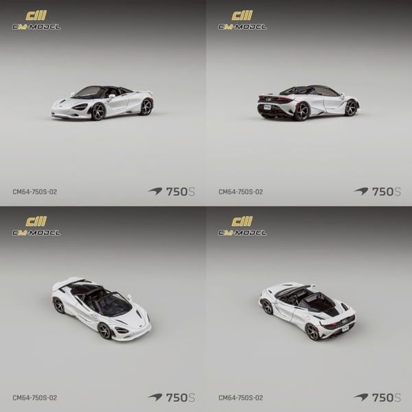  Mô hình xe Mclaren 750S Spider Silica white tỉ lệ 1:64 CM model CM64-750S-02 