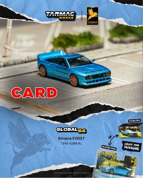  Mô hình xe Kimera EVO37 (Blue) card tỉ lệ 1:64 Tarmac Works T64G-TL089-BL 