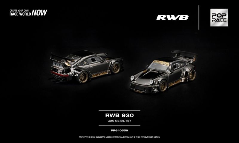  Mô hình xe Porsche RWB930 gun metal tỉ lệ 1:64 Pop Race PR640559 