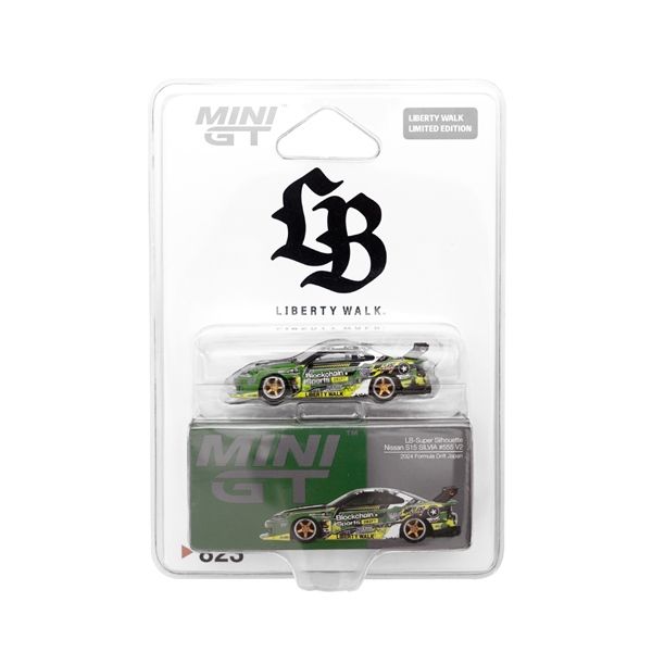  Mô hình xe Nissan LB-Super Silhouette S15 SILVIA #555 V2 2024 Formula Drift Japan / LB Blister packaging card Nhật tỉ lệ 1:64 MiniGT MGT00823 