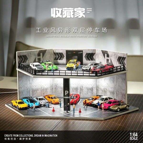  Hộp trưng bày mô phỏng bãi đỗ xe Industrial phong cách công nghiệp Shou Cang Jia SCJ82079 