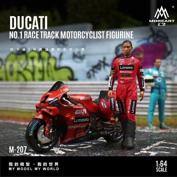  Mô hình nhân vật figure và xe mô tô Ducati #1 Circuit Rider Resin tỉ lệ 1:64 MoreArt MO222207 