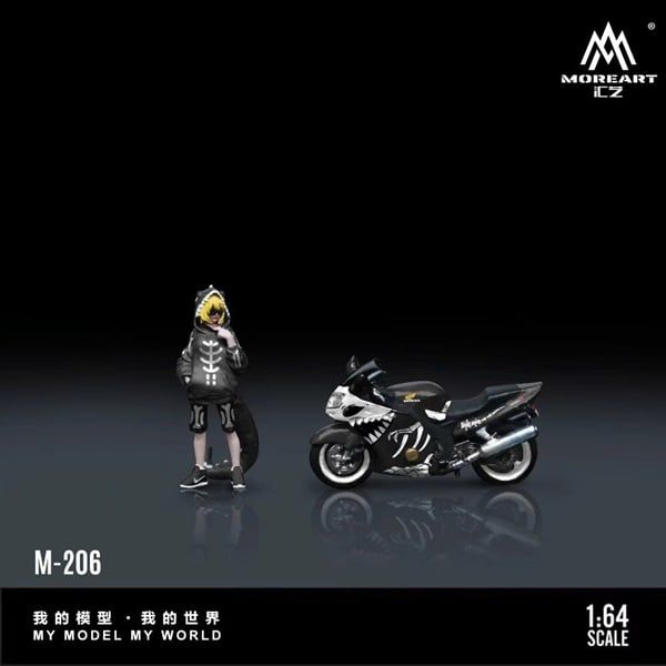  Mô hình nhân vật figure và xe Honda CBR1100XX - Skeleton 1143 tỉ lệ 1:64 MoreArt MO222206 