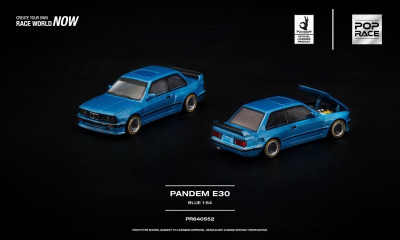  Mô hình xe BMW E30 Pandem blue tỉ lệ 1:64 Pop Race PR640552 