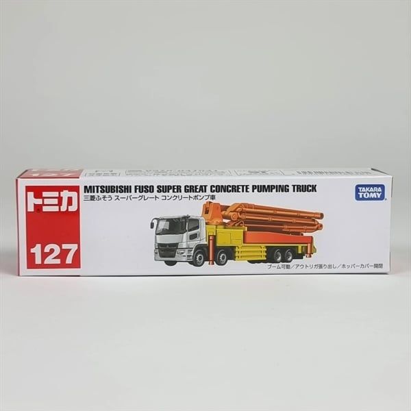  Mô hình xe Tomica Long No.127-5 Fuso SuperGreat Concreat Pumping 22 tỉ lệ 1:89 Tomica 189381 