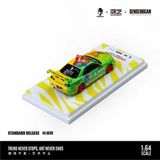  Mô hình xe Nissan GT-R R34 Tribute to Youth Hatsune Miku with chase car silver tỉ lệ 1:64 Modernart MD800505 