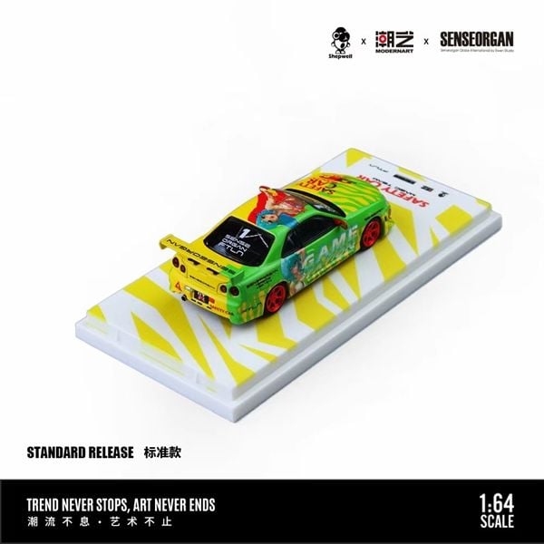  Mô hình xe Nissan GT-R R34 Tribute to Youth Hatsune Miku with chase car silver tỉ lệ 1:64 Modernart MD800505 