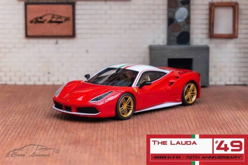  Mô hình xe Ferrari 488 GTB 70th Anniversary (Resin car model) tỉ lệ 1:64 Cars Lounge OT64483 