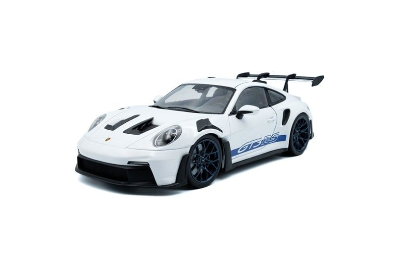  Mô hình xe ô tô Porsche 911 GT3 RS white with blue stripes – 2024 tỉ lệ 1:18 Solido model S1812102 