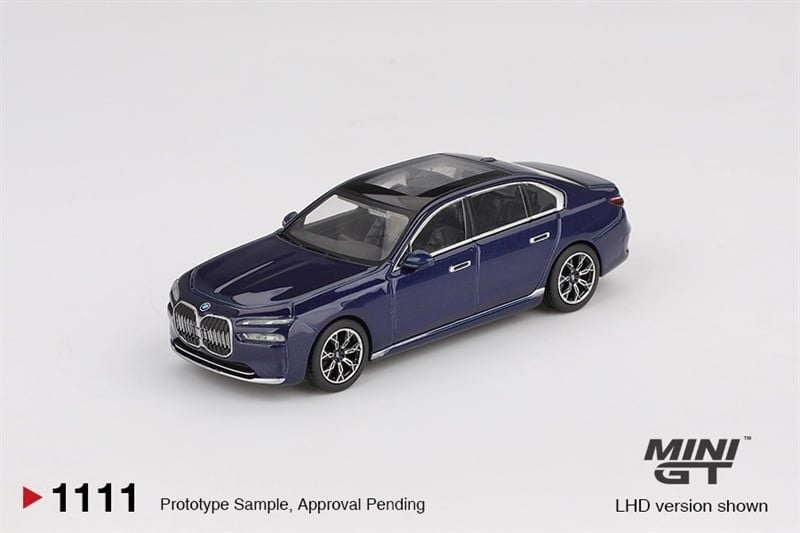  Mô hình xe BMW i7 xDrive60 Tanzanite Blue Metallic card tỉ lệ 1:64 MiniGT MGT01111 Have Chase 