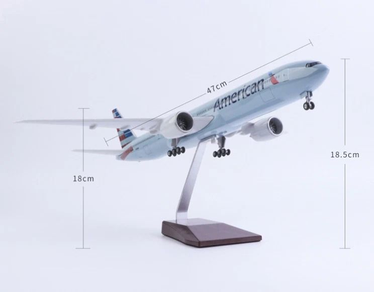  Mô hình máy bay American Boeing B777 có bánh xe kích thước 47cm no led MB47112 