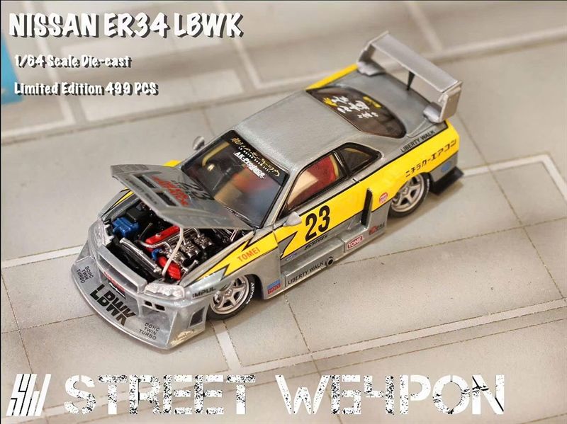  Mô hình xe Nissan ER34 LBWK alloy car model tỉ lệ 1:64 Street Weapon OT64486 
