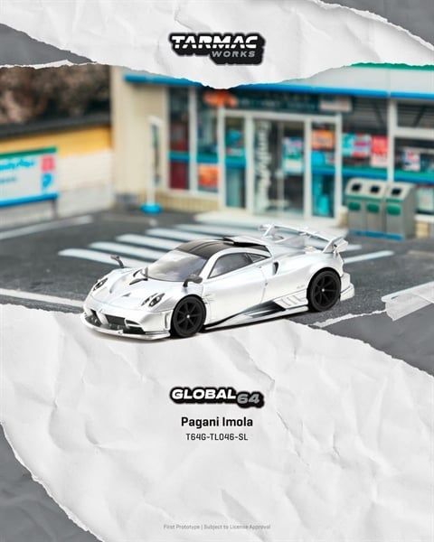  Mô hình xe Pagani Imola, Matt Silver tỉ lệ 1:64 Tarmac Works T64G-TL046-SL 