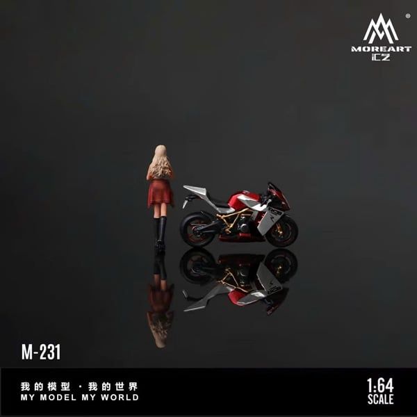  Set mô hình nhân vật nữ và xe mô tô KTM 1190 Red tỉ lệ 1:64 MoreArt MO222231 