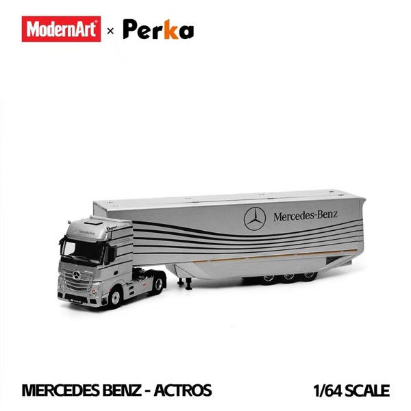  Mô hình xe container Mercedes- Benz Wing-Type sivler tỉ lệ 1:64 Modern Art x Perka MD648701 